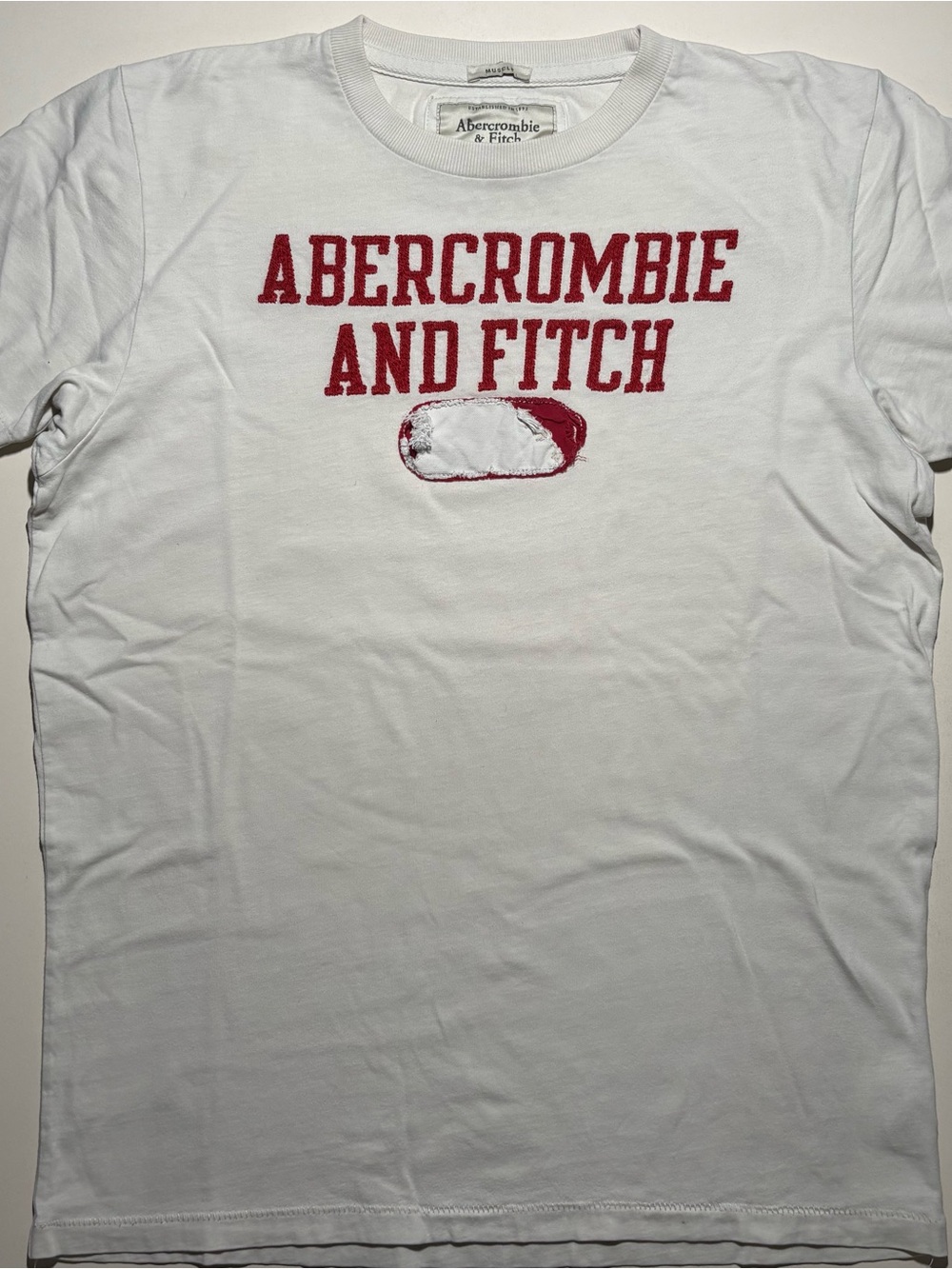 Vintage Abercrombie and flitch muscle tee XL white and red Y2K shirt